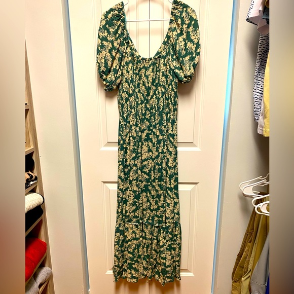 Beautiful Black Tape Green Floral Long Dress. Excellent Condition - Picture 2 of 4